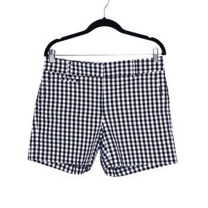 ANN TAYLOR The Metro Shorts Gingham Black White Mid-Rise Casual Women's 6